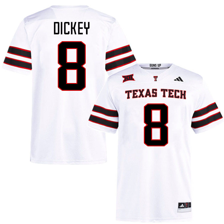 #8 Cameron Dickey Texas Tech Red Raiders Jerseys College Football Uniforms Stitched-White #8 Cameron Dickey Texas Tech Red Raiders Jerseys College Football Uniforms Stitched-White